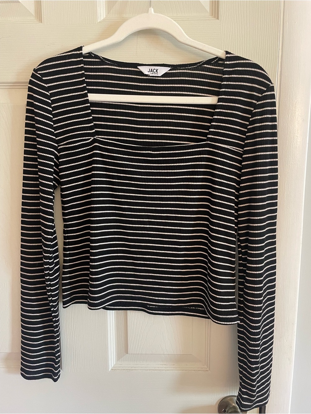 BB Dakota Black & White Striped Long Sleeve Top Size M